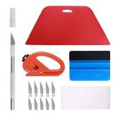 Wallpaper Smoothing Tool Kit, Multi-Function 15 Pcs Smoother Tools Set for Contact Paper Peel and Stick Wallpaper Car Wrap Vinyl Window Tint Glass Film Wallpaper Glue Adhesive Brush Tray Roller Knife 