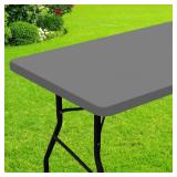 Smiry Rectangle Picnic Table Cloth, Waterproof Elastic Fitted Tablecloths for 6 Foot Tables, Washable Polyester Table Cover for Camping, Indoor and Outdoor (Grey, 30"x72") - Retail: $13