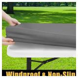 Smiry Rectangle Picnic Table Cloth, Waterproof Elastic Fitted Tablecloths for 6 Foot Tables, Washable Polyester Table Cover for Camping, Indoor and Outdoor (Grey, 30"x72") - Retail: $13