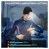 RANCOVY Rechargeable LED Headlamp Cap with Lights for Men and Women, Unisex Beanie Hat with Light Warm Knitted Cap with USB Flashlight - Black - Retail: $10