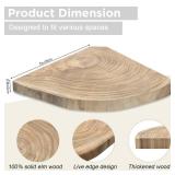 BrightRow Corner Floating Shelves for Wall Set of 3, Solid Wood 7 Inch Rounded Corner Shelves Wall Mounted Natural Solid Elm Wood Shelf, Wooden Hanging Shelf for Bedroom, Rustic Style for Decor - Reta