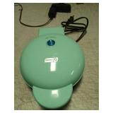 Dash Express Mini Donut Maker - Homemade Dessert Maker - Features Double-Sided, Non-Stick Surface & Space-Saving Design - Makes 7 - Aqua Tested Powers On - Retail: $25