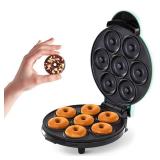 Dash Express Mini Donut Maker - Homemade Dessert Maker - Features Double-Sided, Non-Stick Surface & Space-Saving Design - Makes 7 - Aqua Tested Powers On - Retail: $25