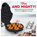 Dash Express Mini Donut Maker - Homemade Dessert Maker - Features Double-Sided, Non-Stick Surface & Space-Saving Design - Makes 7 - Aqua Tested Powers On - Retail: $25
