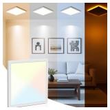 BLNAN Dimmable LED Flush Mount Ceiling Light Fixture with Remote Control, 9 Inch 18W 3000K-6500K, 2000K Nightlight Wired Low Profile for Bedroom, Kitchen, Living Room, Square White - Retail: $16