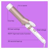 Conair Double Ceramic 1½-Inch Curling Iron, 1½-Inch Barrel Creates Soft Waves & Curls, Hair Curler for Use on Medium & Long Hair, White/Rose Gold Tested Powers On - Retail: $20