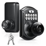 TEEHO TE003 Keyless Entry Keypad Door Lock with Handle, Electronic Digital Smart Locks for Front Door, Smart Door Knob with Code for Bedroom, Auto Lock, Passage Mode, Easy to Install, Matte Black - Re