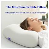 C CUSHION LAB Deep Sleep Pillow, Patented Ergonomic Contour Design for Side & Back Sleepers, Orthopedic Cervical Shape Gently Cradles Head & Provides Neck Support & Shoulder Pain Relief - Calm Grey - 