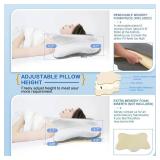 Pain Relief Cervical Pillow for Neck Support,Adjustable Ergonomic Pillow Cozy Sleeping,Odorless Orthopedic Memory Foam Pillows,Contour Bed Pillow for Side Back Stomach Sleeper - Retail: $38