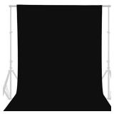 GFCC 8FTX10FT Black Backdrop Background for Photography Photo Booth Backdrop for Photoshoot Background Screen Video Recording Parties Curtain - Retail: $26