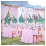 Little Funny Light Pink Tablecloth for 6 Foot Rectangle Table, Baby Pink Tulle Tutu Tables Skirt Party Table Cover 6ft Baby Shower Banquet Dessert Wedding Pink Tables Cloths Ruffle Bridal Shower - Ret
