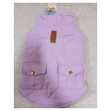 Queenmore Warm Dog Coat, Cold Weather Puffer Dog Coat Vest, Quilting Winter Pet Jacket Ultra Thick Plush Fleece Lining Pet Clothes for Dogs with Storage Pockets (Lilac, Small)