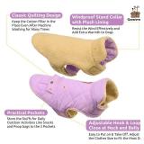 Queenmore Warm Dog Coat, Cold Weather Puffer Dog Coat Vest, Quilting Winter Pet Jacket Ultra Thick Plush Fleece Lining Pet Clothes for Dogs with Storage Pockets (Lilac, Small)