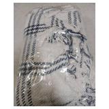 DII Modern Farmhouse Plaid Collection Cotton Fringe Throw Blanket, 50x60, White/French Blue - Retail: $23