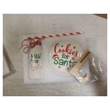 Nefelibata Cookies for Santa Plate Milk Jar Set, Christmas Tiered Tray Decor, Ceramics Xmas Treat Plate Home Kitchen Dining Table Decor Holiday Housewarming Gift - Retail: $26