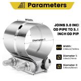 ZEHCLP 1 Pcs 3.0 inch Exhaust Clamp Butt Joint 304 Stainless Steel Band Lap Joint Band Clamp Stainless Steel for Pipes Catalytic Convertersï¼Muffler (1, 3.0 inch) - Retail: $14