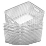 Eslite Plastic Storage Baskets for Organizing,11"X8.5"X4.7",Pack of 4 (White) - Retail: $27