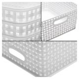 Eslite Plastic Storage Baskets for Organizing,11"X8.5"X4.7",Pack of 4 (White) - Retail: $27