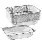 NYHI 9x13 Aluminum Foil Pans With Lids Disposable Large Half Size Deep Steam Pan and Oven Buffet Trays Food Containers for Catering Baking Roasting (10) - Retail: $24
