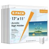 MaxGear Wall Mount Sign Holder 11 x 17 Inch, Clear Plastic Picture Frames with Mounting Screws, Door Sign Holders and Document Display Frame for Home, Office, Store, Landscape, 6 Pack - Retail: $46