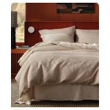 Bedsure Cotton Duvet Cover Twin - 100% Cotton Waffle Weave Khaki Duvet Cover Twin Size, GentleSoft and Breathable Tan Bedding Set for All Season, 2 Pieces, 68"x90" - Retail: $73