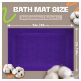 Infinitee Xclusives Premium Cotton Bath Mats for Bathroom Pack of 2 | 34x22 Inches | Ultra Soft, Super Absorbent, Non-Slip, Machine Washable Mats (Profound Purple) [Not a Rug]