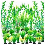 Ameliade Aquarium Artificial Green Plastic Plants Decorations 26 PCS Large Fish Tank Accessories Goldfish Betta Tank Decor - Retail: $9