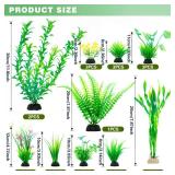 Ameliade Aquarium Artificial Green Plastic Plants Decorations 26 PCS Large Fish Tank Accessories Goldfish Betta Tank Decor - Retail: $9