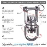 BeneLabel Swing Swivel with 2 Bearing, 360° Rotation, 770LB Capacity, Safest Rotational Device Hanging Accessory for Web Tree Swing, Aerial Dance, Children