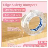 ZOMPAGO Clear Soft Corner Protectors for Furniture Strip,0.8in x13FT,2 RollSharp Edge & Table Bumper,Window Edge,Wall Protector, Soft Corner Guards Safe for Proof,Table Corner Protectors in Family - R