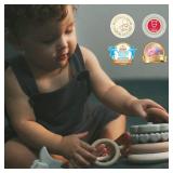Moonkie Stacks of Circles Soft Teething Toy | Educational Learning Baby Toy | Stacking Ring Toys for Babies Boy and Girl | 7 Piece Teethers Set - Retail: $14