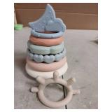 Moonkie Stacks of Circles Soft Teething Toy | Educational Learning Baby Toy | Stacking Ring Toys for Babies Boy and Girl | 7 Piece Teethers Set - Retail: $14