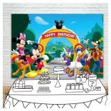 YouRan Mickey Mouse Clubhouse Birthday Party Backdrop 7x5 Vinyl Mickey Mouse and His Friends Happy 1st Birthday Background for Kids Cartoon Mickey Mouse Clubhouse Birthday Wall Decor - Retail: $25
