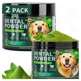 2 Pack Dog Dental Powder, Dog Teeth Cleaning Powder with Natural Herbal Blend, Plaque Off Pet Tooth Cleaning lab co, Targets Tartar & Reduces Plaque & Bad Breath for Dogs & Cats, Mint -150Grams - Reta