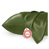 Bedsure Satin Pillowcase 2 Pack Similar to Silk Pillow Cases Standard Size, Pillow Case for Hair with Envelope Closure, Olive Green Room Decor Aesthetic Gifts for Women, Moss, 20x26 Inches, 2pcs - Ret