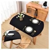 Amonsa Oval Black Fitted Tablecloth with Elastic 42x60 inch for Oval Tables Washable Stretchy Spandex Fabric Table Cover Cloth Not Vinyl Table Protector - Retail: $15