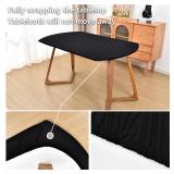 Amonsa Oval Black Fitted Tablecloth with Elastic 42x60 inch for Oval Tables Washable Stretchy Spandex Fabric Table Cover Cloth Not Vinyl Table Protector - Retail: $15
