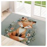 ainori Cute Flower Fox Indoor Door Mat 29.5x17in,Non Slip Backing Animal Floor Mat,Non Woven Entryway Rug,Welcome Mats Decor,for Entrance Inside Porch Bedroom Kitchen,Doormats Gifts - Retail: $18