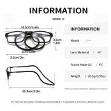 Magnetic Reading Glasses with Front Connect Blue Light Blocking,Comfortable Neck Hanging Readers for Men and Women (BLACK, 2.5, x)