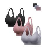 HBselect Jelly Bras for Women No Underwire 3PCS Medium Comfort Wireless Push Up Bras Seamless Scalloped Lift Everyday Bralettes - Retail: $35