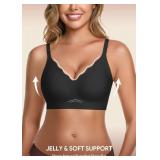 HBselect Jelly Bras for Women No Underwire 3PCS Medium Comfort Wireless Push Up Bras Seamless Scalloped Lift Everyday Bralettes - Retail: $35