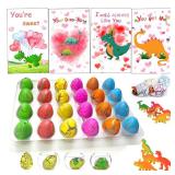 OceanWings Valentines Day Cards for Kids School - 24 Pack Hatching Dinosaur Eggs with Cards Dinosaur Birthday Party Favors Valentines Day Gifts for Boys Girls Classroom - Retail: $9