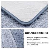 Kmson 3 Pcs Ombre Bathroom Rugs Set with U-Shaped Mat, Non Slip,Quick Drying, Ultra Soft and Water Absorbent Bath Carpet for Bedroom Floor Living Room,Machine Washable,Blue - Retail: $34