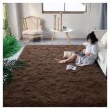 DweIke Fluffy Brown Rugs for Bedroom Living Room, 3x5 Feet Soft Plush Shaggy Dark Brown Girls Boys Kids Rug, Non-Slip and Machine Washable Carpet for Dorm Nursery Classroom Decor - Retail: $23