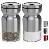 Salt and Pepper Shakers Set with Adjustable Pour Holes by CHEFVANTAGE - Stainless Steel - Retail: $25