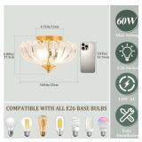 Bgfeoa Ceiling Light, Vintage Light Fixtures Transparent Glass Shade 10 Inch Semi Flush Mount Ceiling Light Hallway Vintage Lights Fixture Ceiling for Living Room, Bedroom, Dining Room - Retail: $55