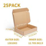 PHAREGE 13x10x3 inch Shipping Boxes Bulk 25 Pack Brown, Tab Lock Tuck Top Mailer Boxes for Packaging Small Business, Medium Cardboard Gift Boxes for Wrapping Mailing Present - Retail: $33
