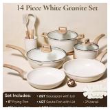 CAROTE 14 Pcs Pots and Pans Set Nonstick,Cookware Set Kitchen Cooking Set with Utensil and Pan Protectors - Retail: $70