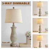 Ireliare Farmhouse Table Lamps for Living Room Set of 2, Touch Lamps for Nightstand with Dual USB Charging Port, Bedside Table Lamp for Bedroom, 2 Bulb Included - Retail: $100