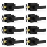 Plustool 8 Pack Matte Black Door Handles, Keyless Interior Door Knobs, Privacy Door Lever Locksets for Bedroom Bathroom, Heavy Duty Square Door Lock (2.0lb), Reversible for Left&Right Handled Doors - 